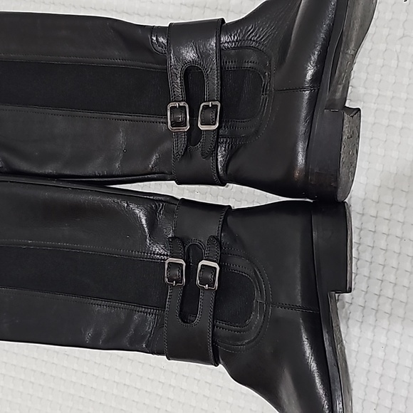 Secto Meucci Black Leather Tall Boots Slide zipper closure round toe Size 8N - Picture 4 of 15